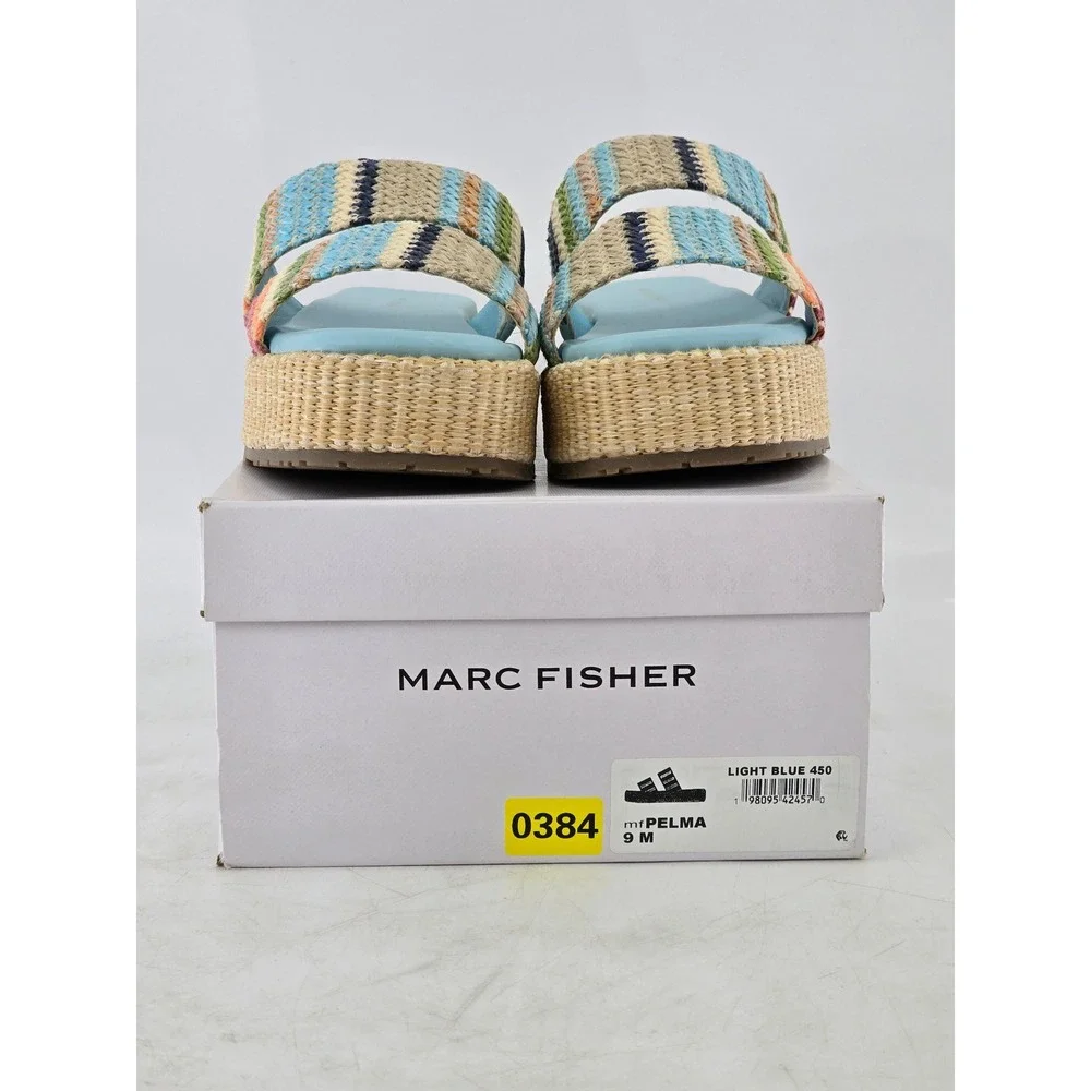 Marc Fisher Pelma Platform Sandals Womens 9M Light Blue Espadrille -NEW